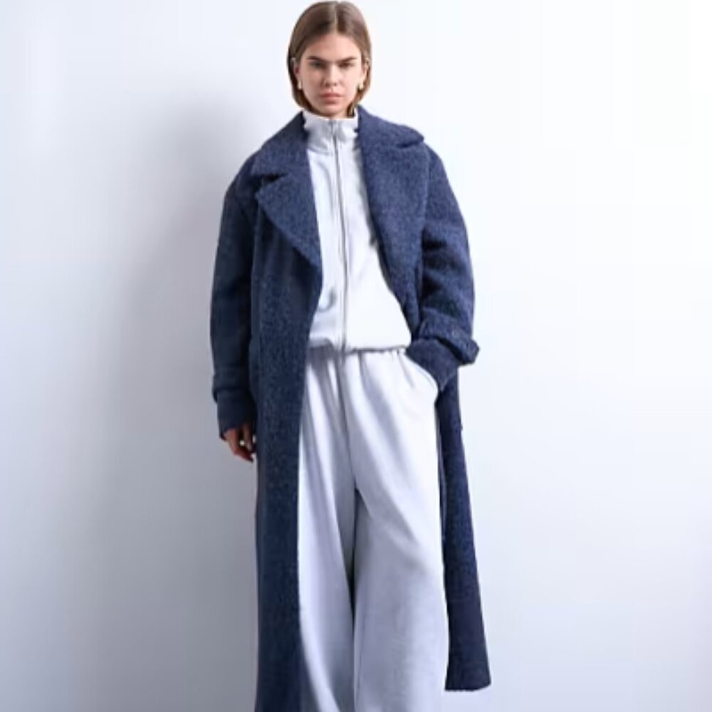 TOPSHOP unlined soft longline coat in navy- New w/tags